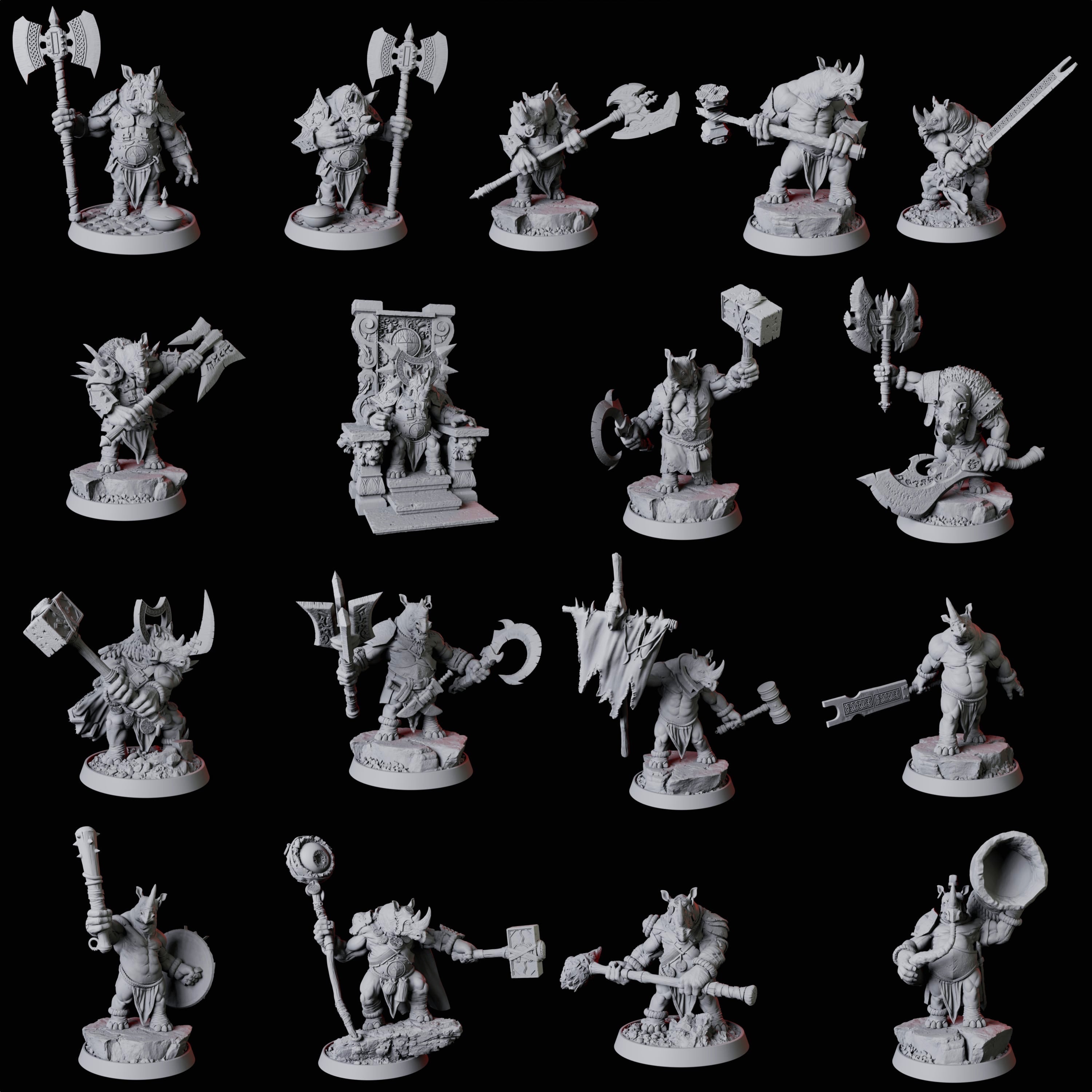 Rhino Folk Bundle Miniature for Dungeons and Dragons