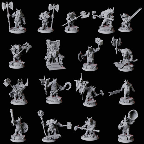 Rhino Folk Bundle Miniature for Dungeons and Dragons, Pathfinder or other TTRPGs
