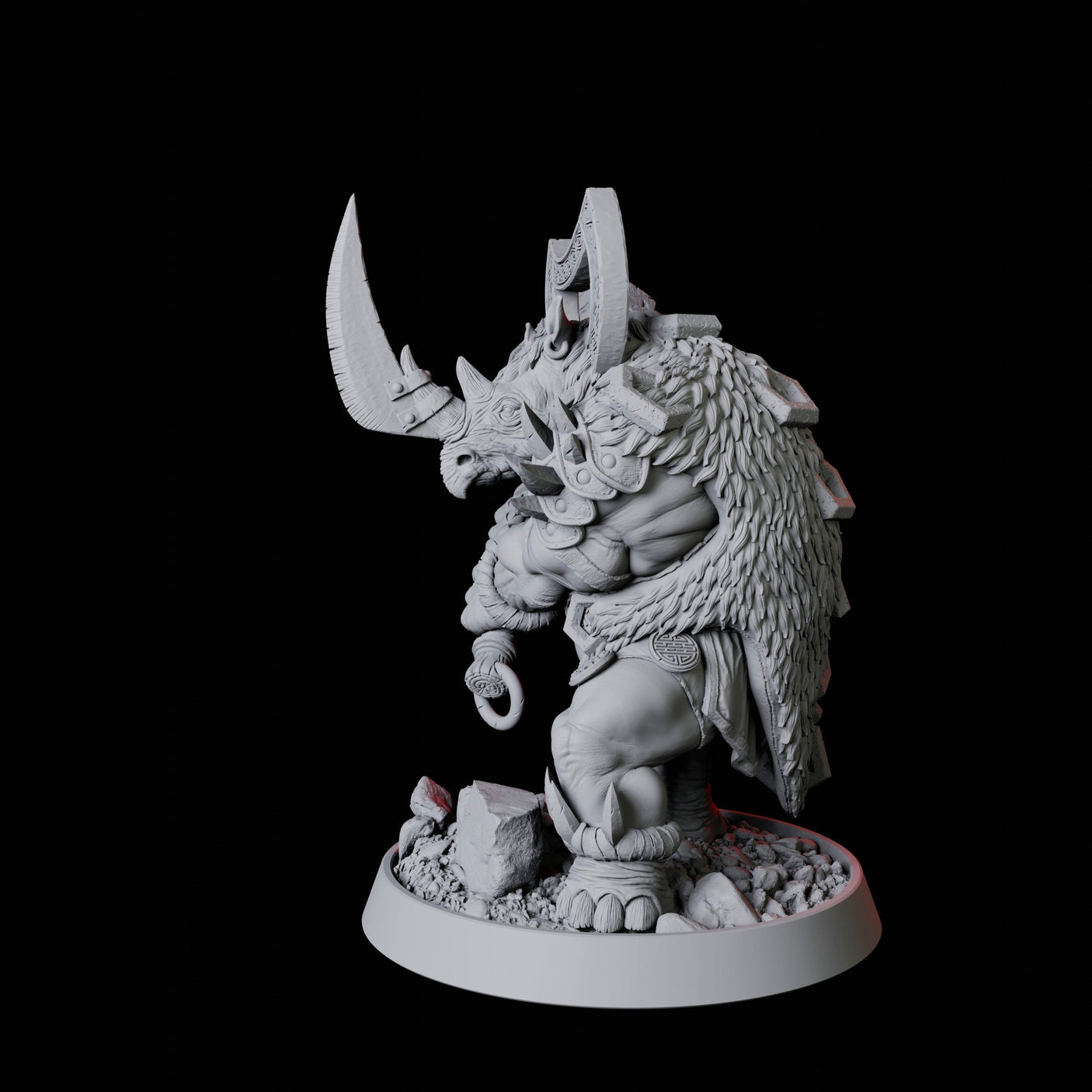 Rhino Folk Champion Miniature for Dungeons and Dragons, Pathfinder or other TTRPGs