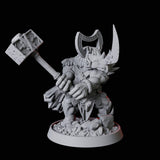 Rhino Folk Champion Miniature for Dungeons and Dragons, Pathfinder or other TTRPGs