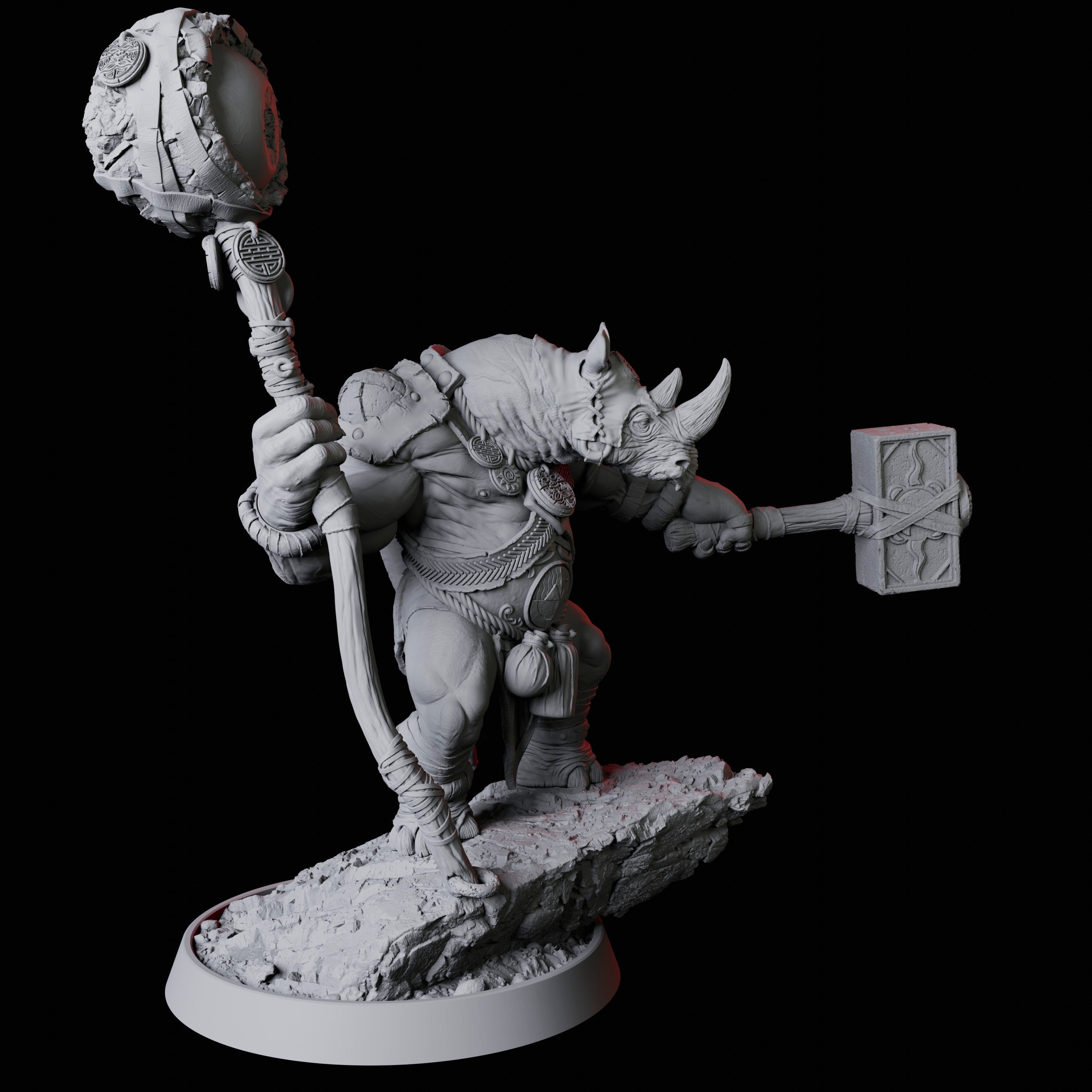 Rhino Folk Druid Miniature for Dungeons and Dragons