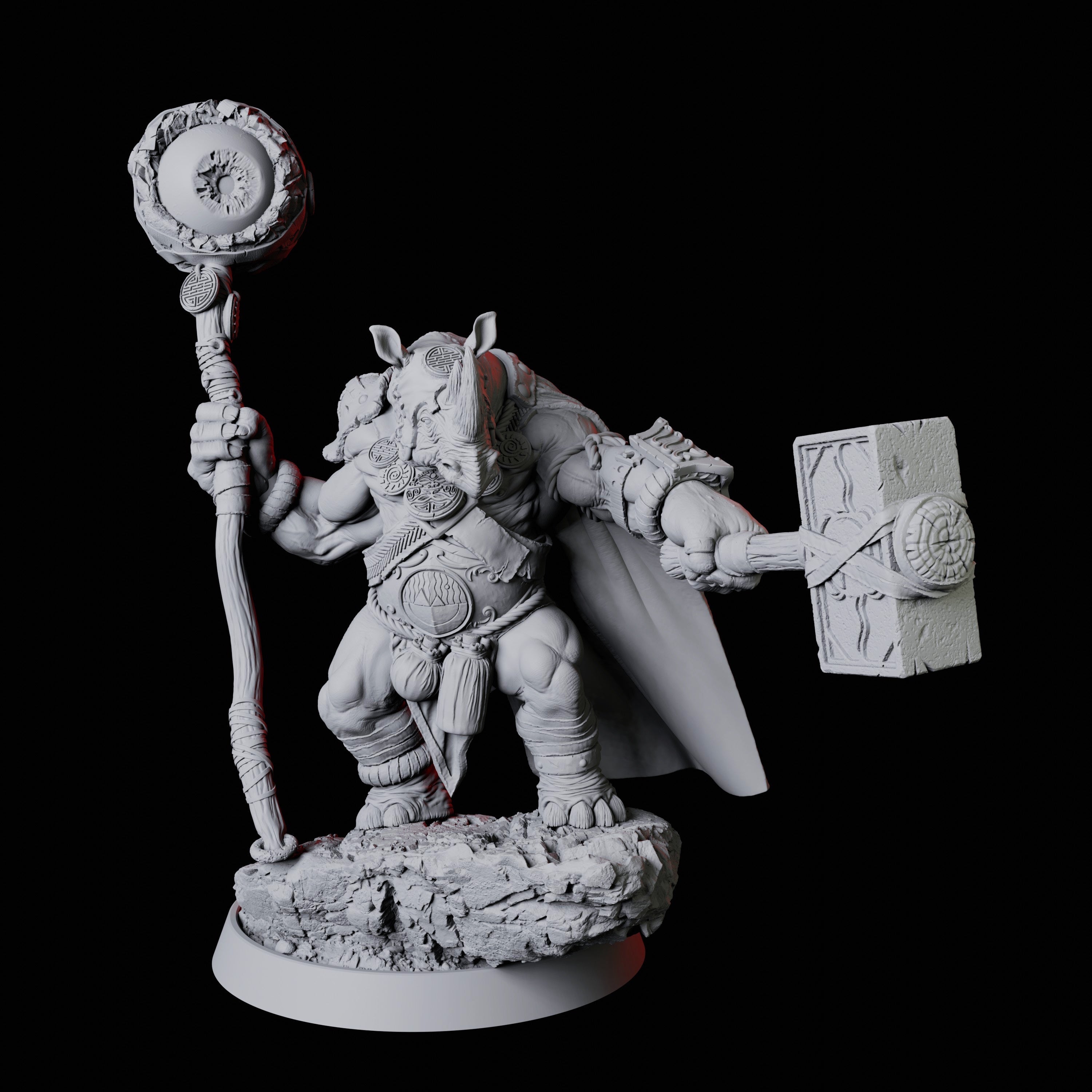 Rhino Folk Druid Miniature for Dungeons and Dragons