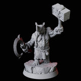 Rhino Folk Fighter Miniature for Dungeons and Dragons, Pathfinder or other TTRPGs