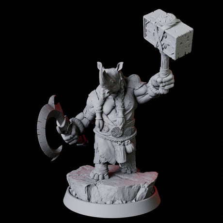 Rhino Folk Fighter Miniature for Dungeons and Dragons, Pathfinder or other TTRPGs