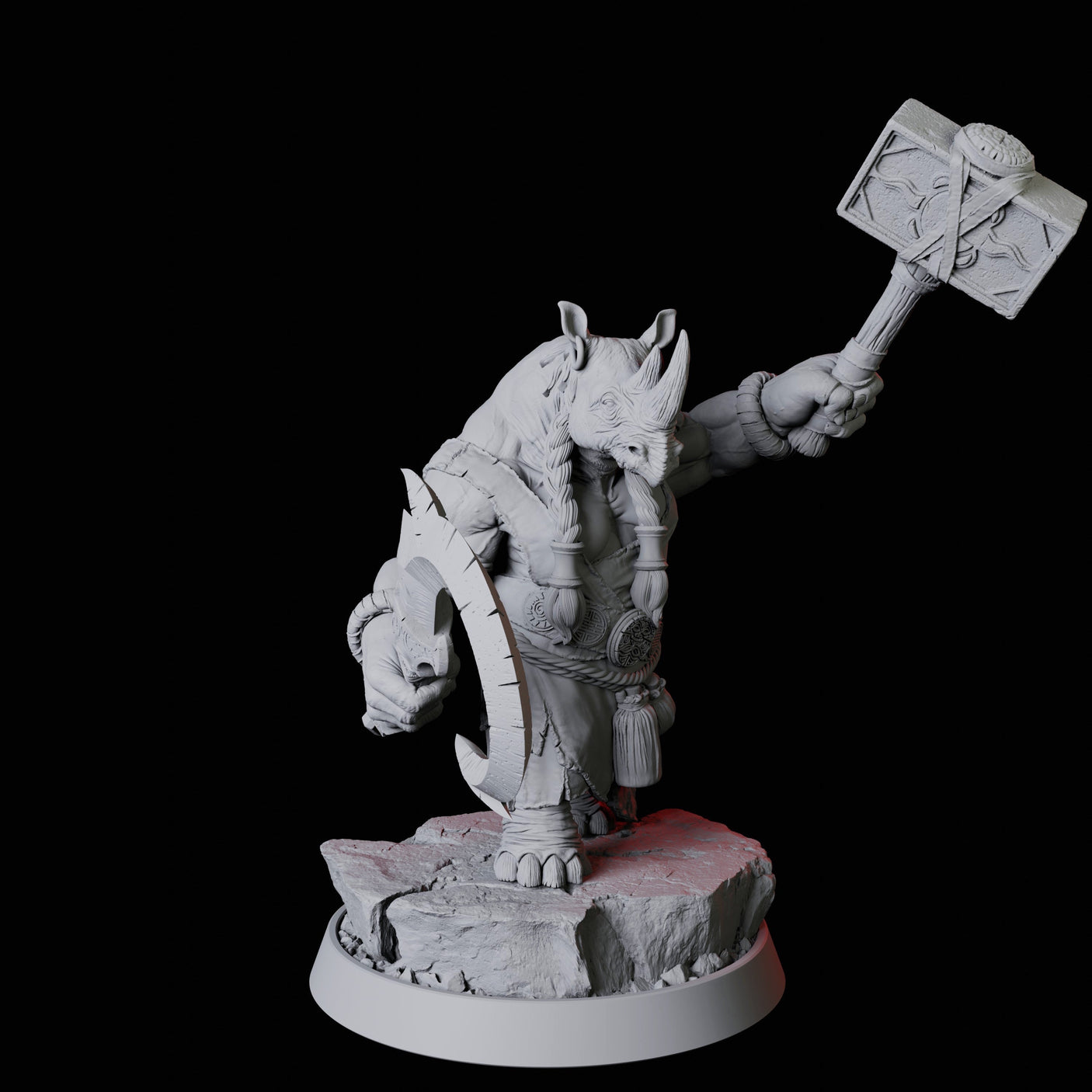 Rhino Folk Fighter Miniature for Dungeons and Dragons, Pathfinder or other TTRPGs