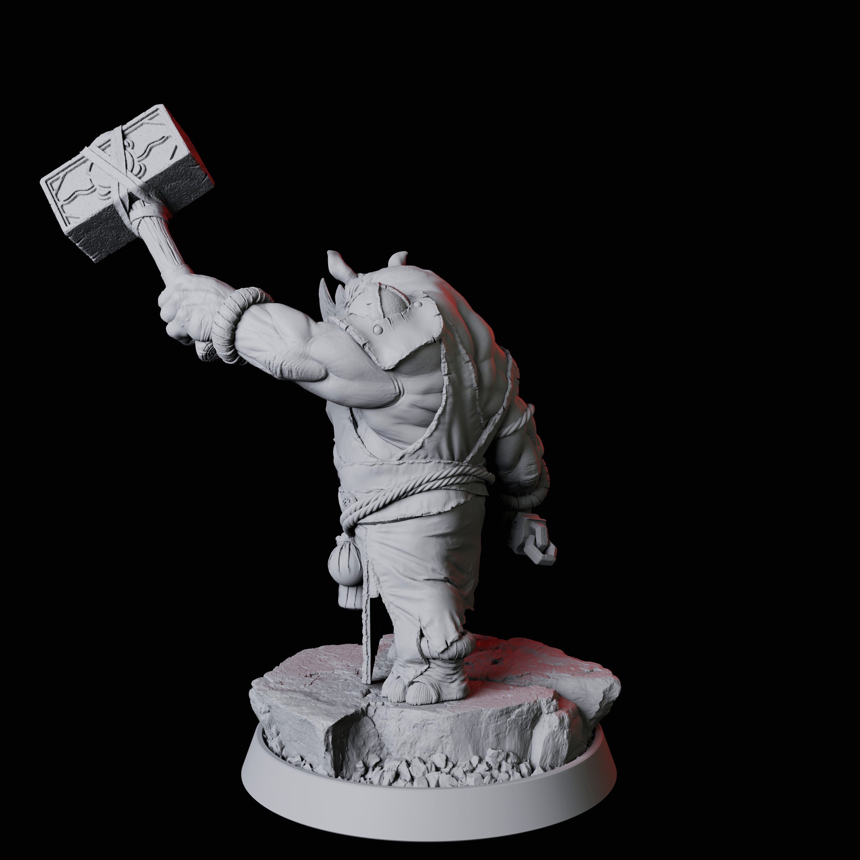 Rhino Folk Fighter Miniature for Dungeons and Dragons