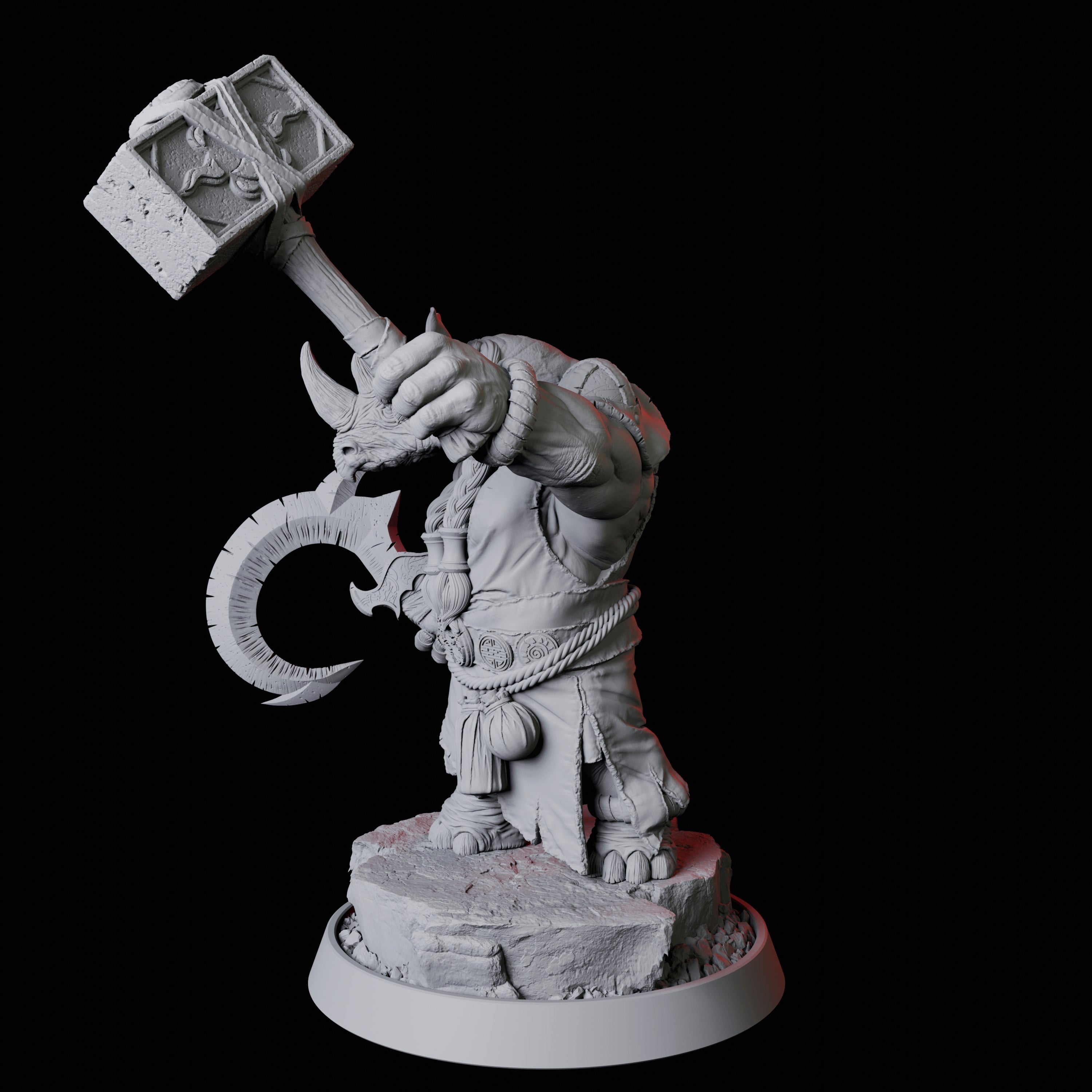 Rhino Folk Fighter Miniature for Dungeons and Dragons