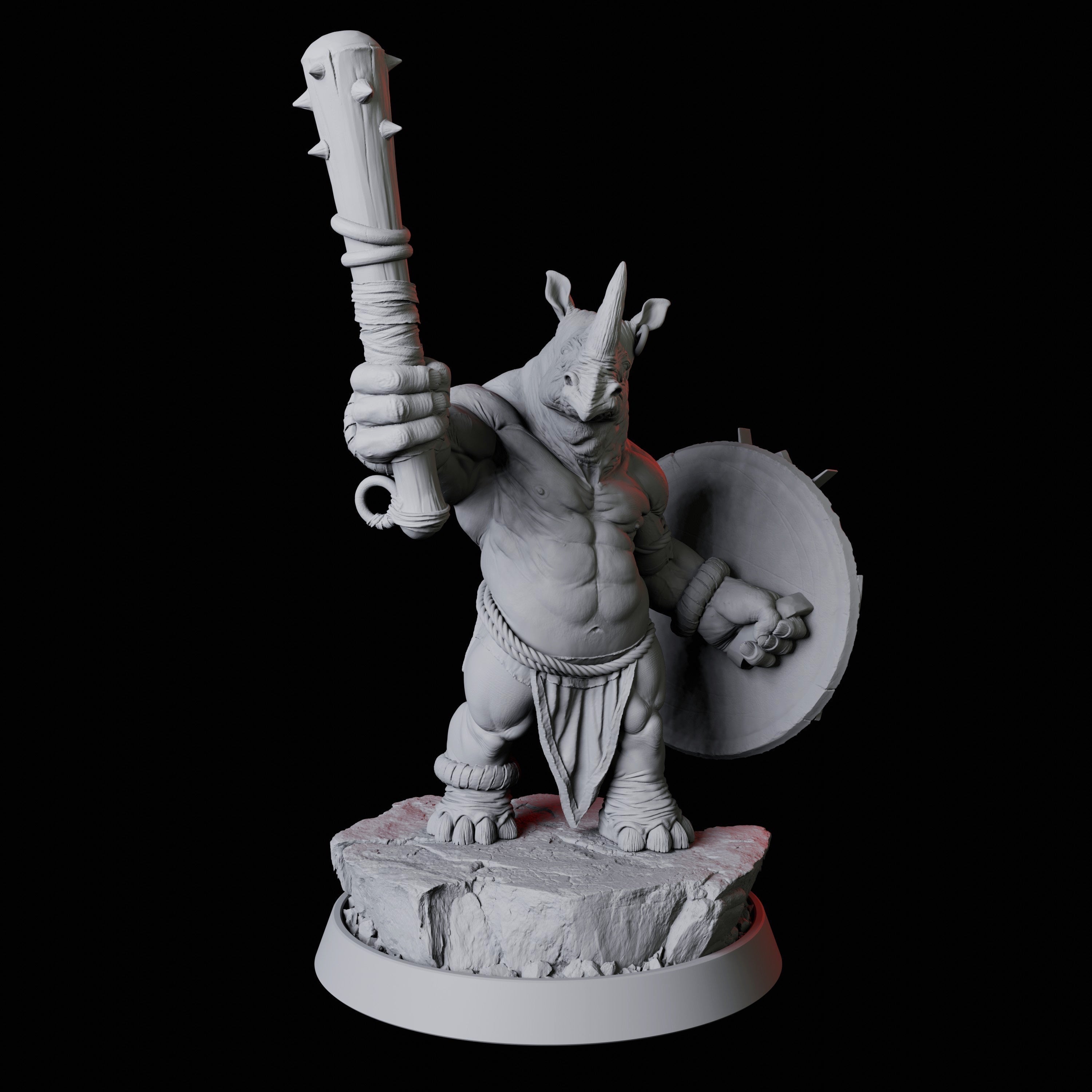 Rhino Folk Gladiator Miniature for Dungeons and Dragons