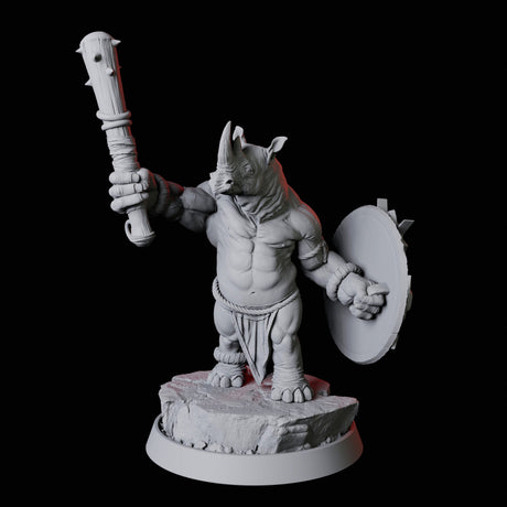 Rhino Folk Gladiator Miniature for Dungeons and Dragons, Pathfinder or other TTRPGs