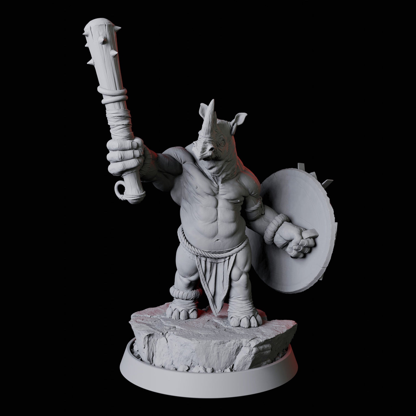 Rhino Folk Gladiator Miniature for Dungeons and Dragons, Pathfinder or other TTRPGs