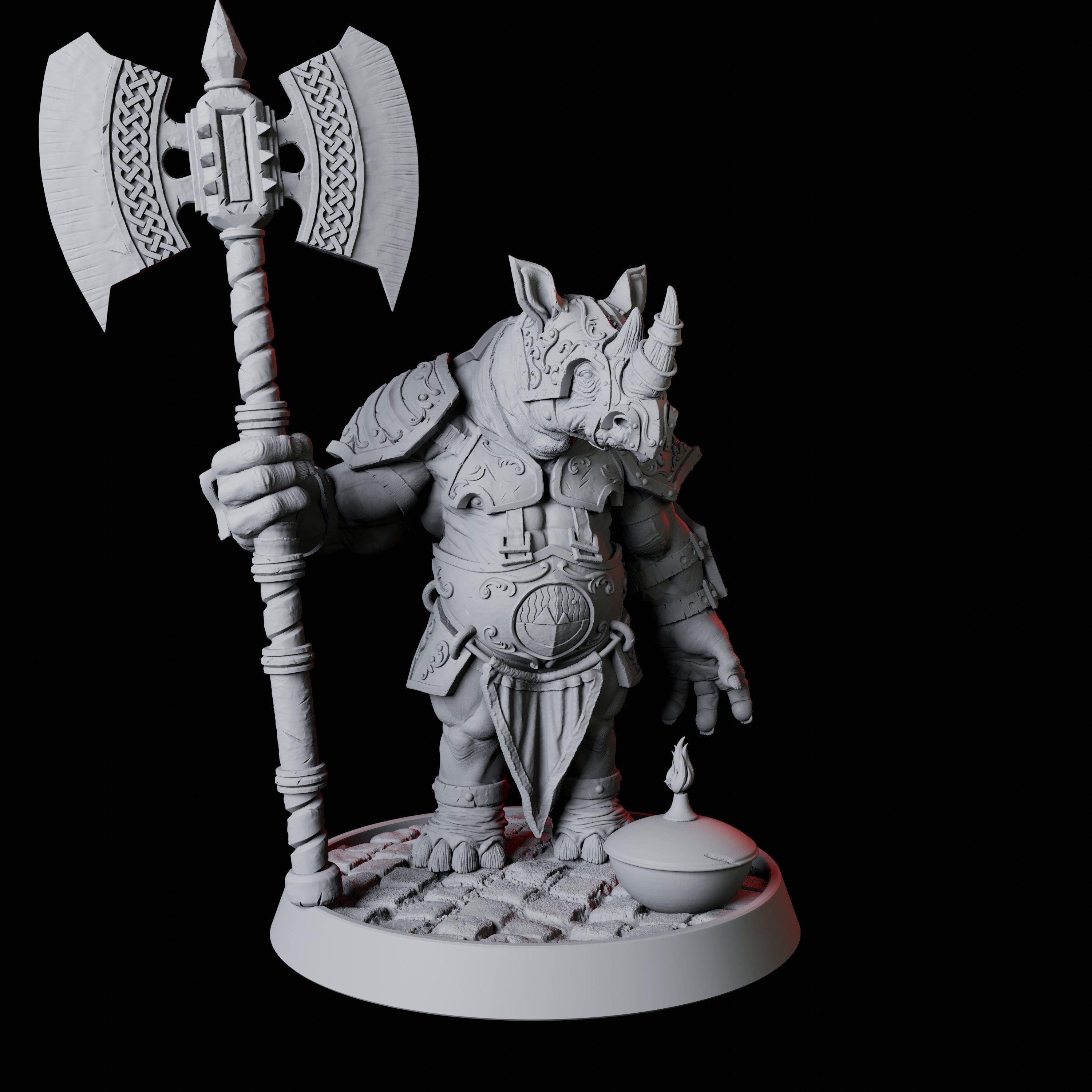 Rhino Folk Guard Miniature for Dungeons and Dragons