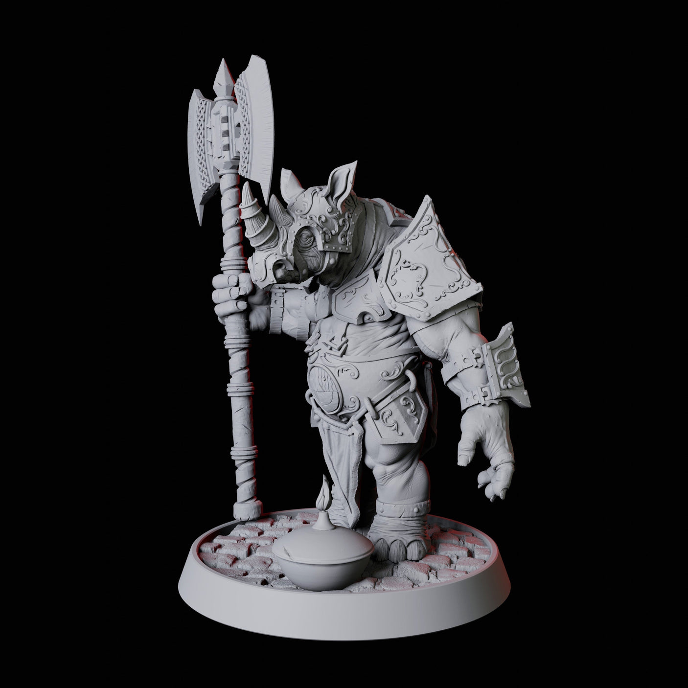 Rhino Folk Guard Miniature for Dungeons and Dragons, Pathfinder or other TTRPGs