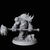Rhino Folk Hammer Axe Wielder Miniature for Dungeons and Dragons, Pathfinder or other TTRPGs