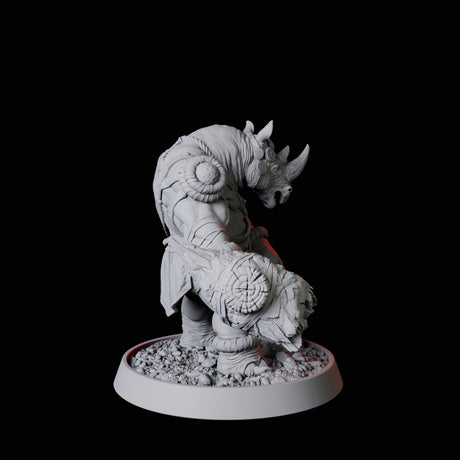 Rhino Folk Hammer Axe Wielder Miniature for Dungeons and Dragons, Pathfinder or other TTRPGs