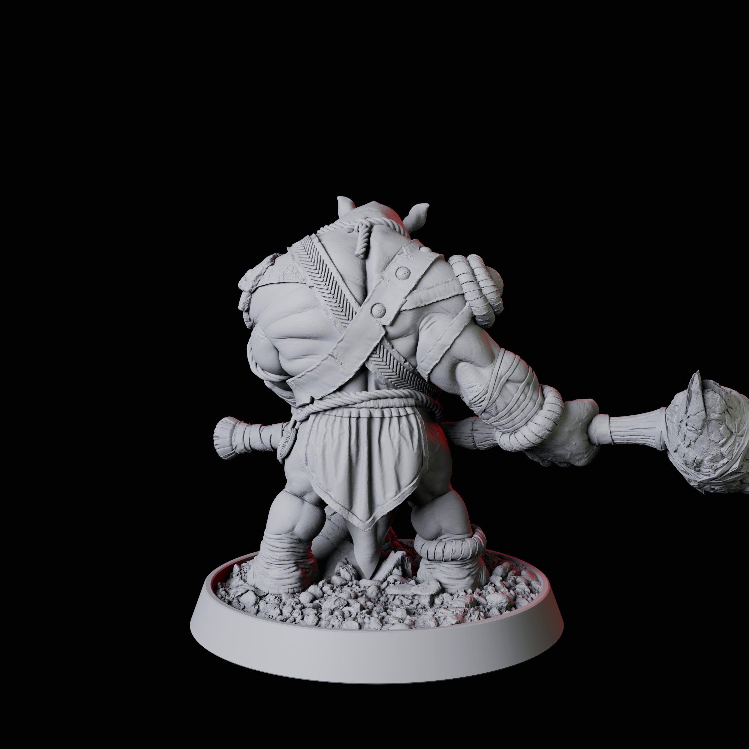 Rhino Folk Hammer Axe Wielder Miniature for Dungeons and Dragons