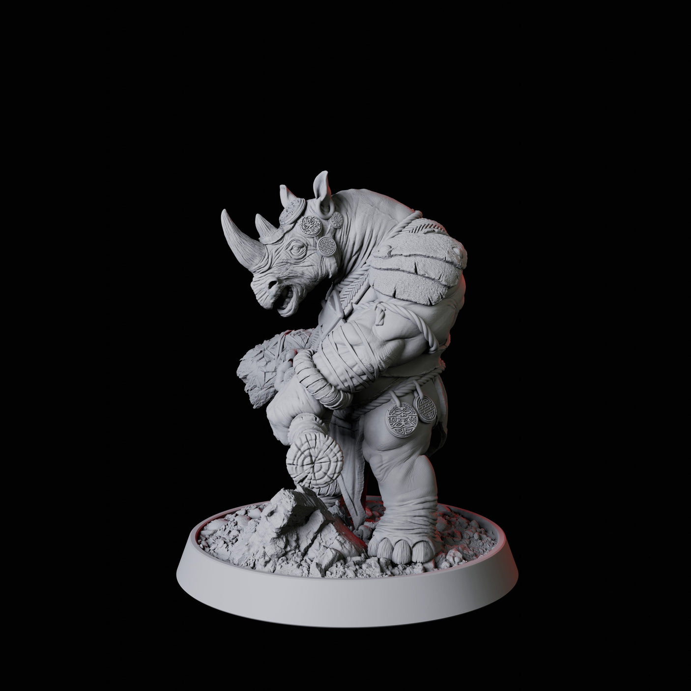 Rhino Folk Hammer Axe Wielder Miniature for Dungeons and Dragons, Pathfinder or other TTRPGs