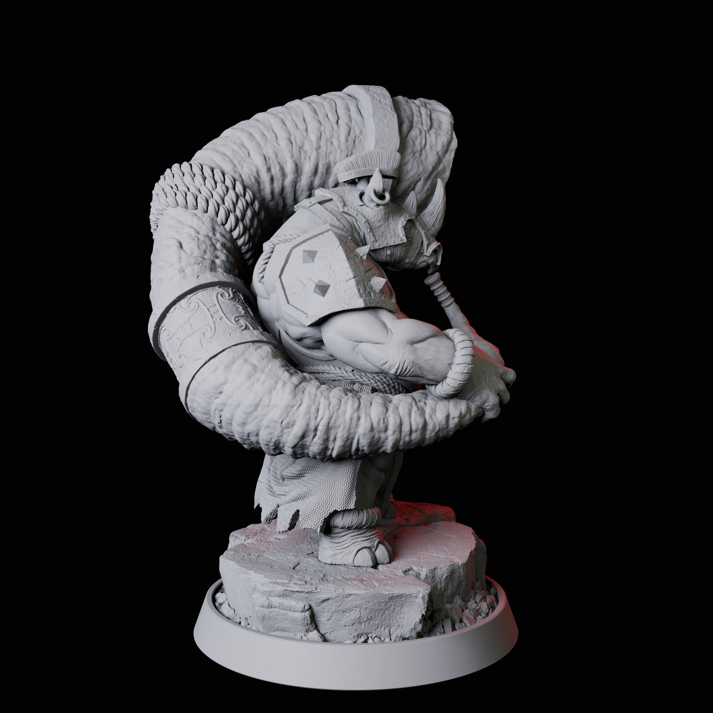 Rhino Folk Horn Player Miniature for Dungeons and Dragons, Pathfinder or other TTRPGs