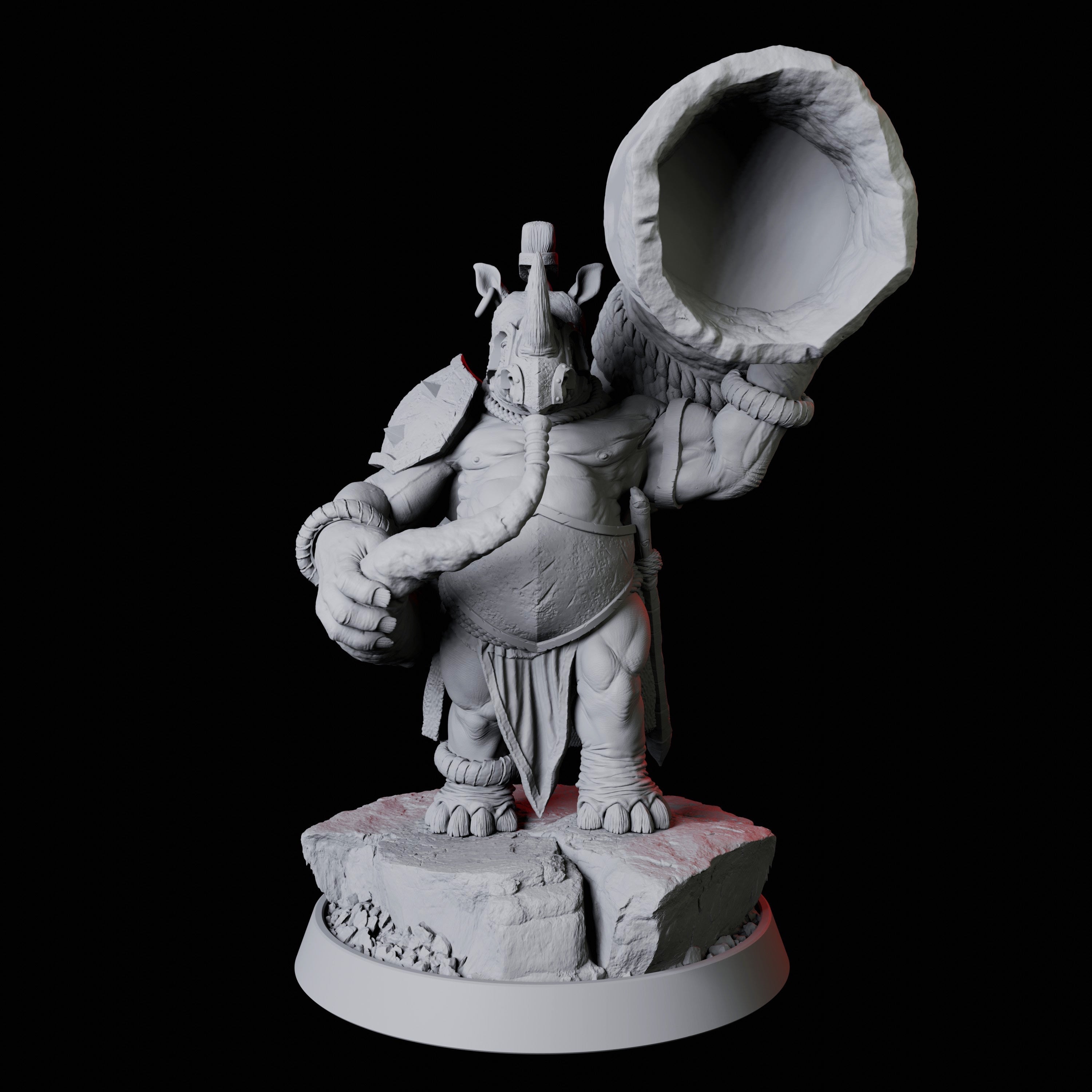 Rhino Folk Horn Player Miniature for Dungeons and Dragons