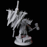Rhino Folk Standard Bearer Miniature for Dungeons and Dragons, Pathfinder or other TTRPGs