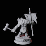 Rhino Folk Standard Bearer Miniature for Dungeons and Dragons, Pathfinder or other TTRPGs
