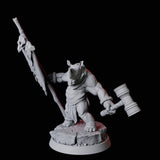 Rhino Folk Standard Bearer Miniature for Dungeons and Dragons, Pathfinder or other TTRPGs