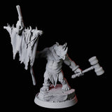 Rhino Folk Standard Bearer Miniature for Dungeons and Dragons, Pathfinder or other TTRPGs