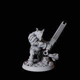 Rhino Folk Sword Warrior Miniature for Dungeons and Dragons, Pathfinder or other TTRPGs