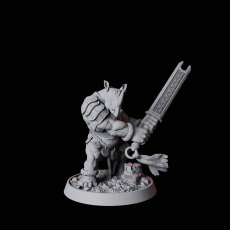 Rhino Folk Sword Warrior Miniature for Dungeons and Dragons, Pathfinder or other TTRPGs