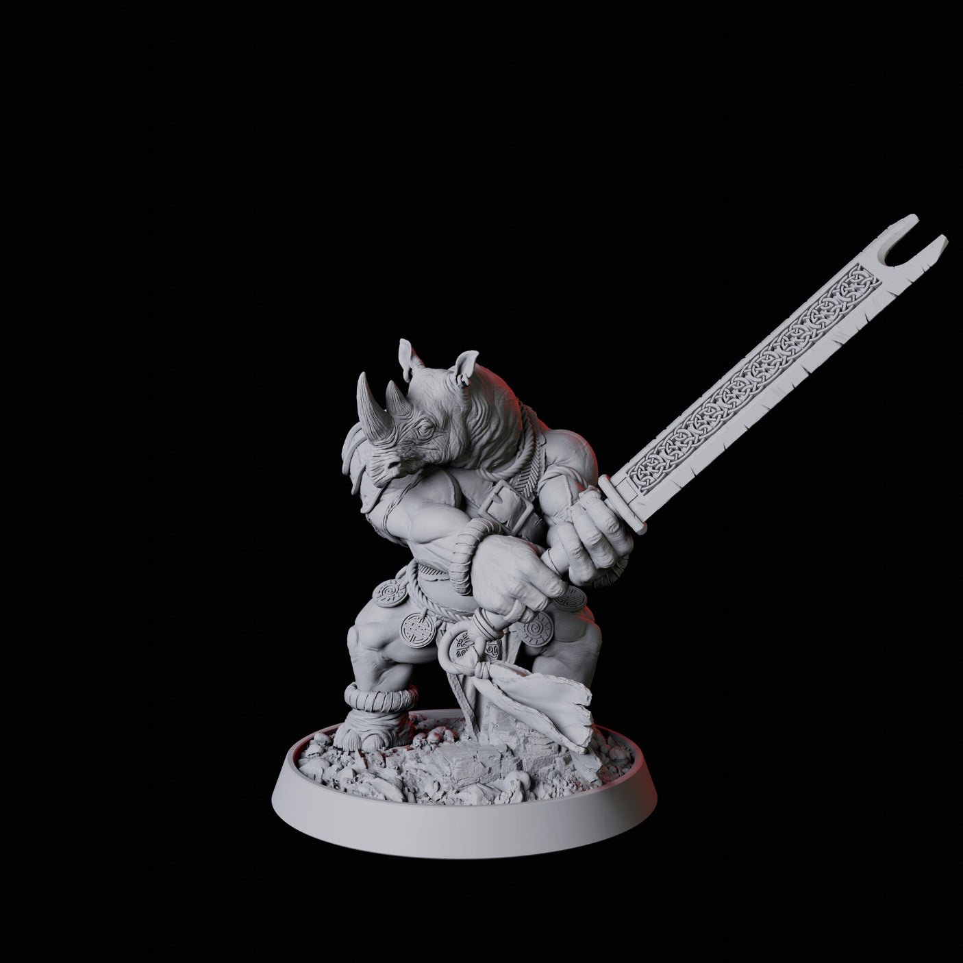 Rhino Folk Sword Warrior Miniature for Dungeons and Dragons, Pathfinder or other TTRPGs