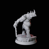 Rhino Folk Swordsman Miniature for Dungeons and Dragons, Pathfinder or other TTRPGs