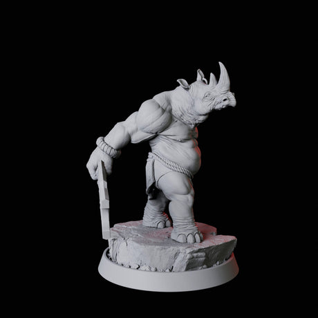 Rhino Folk Swordsman Miniature for Dungeons and Dragons, Pathfinder or other TTRPGs