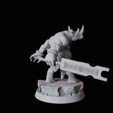 Rhino Folk Swordsman Miniature for Dungeons and Dragons, Pathfinder or other TTRPGs
