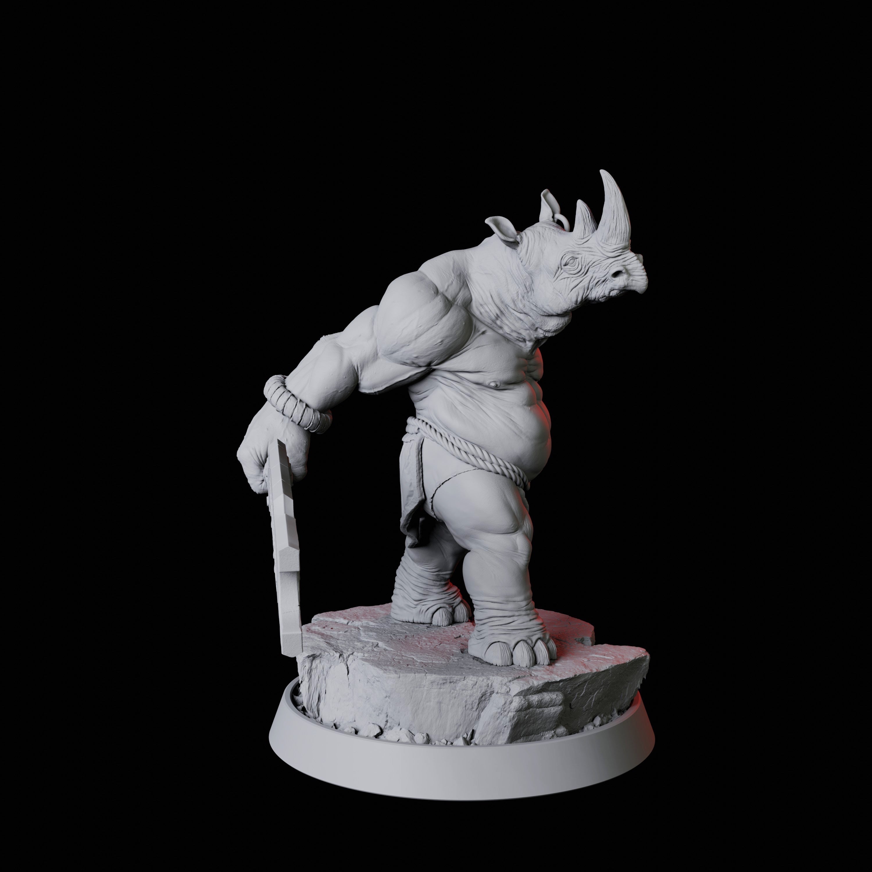 Rhino Folk Swordsman Miniature for Dungeons and Dragons