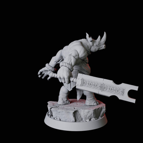 Rhino Folk Swordsman Miniature for Dungeons and Dragons, Pathfinder or other TTRPGs