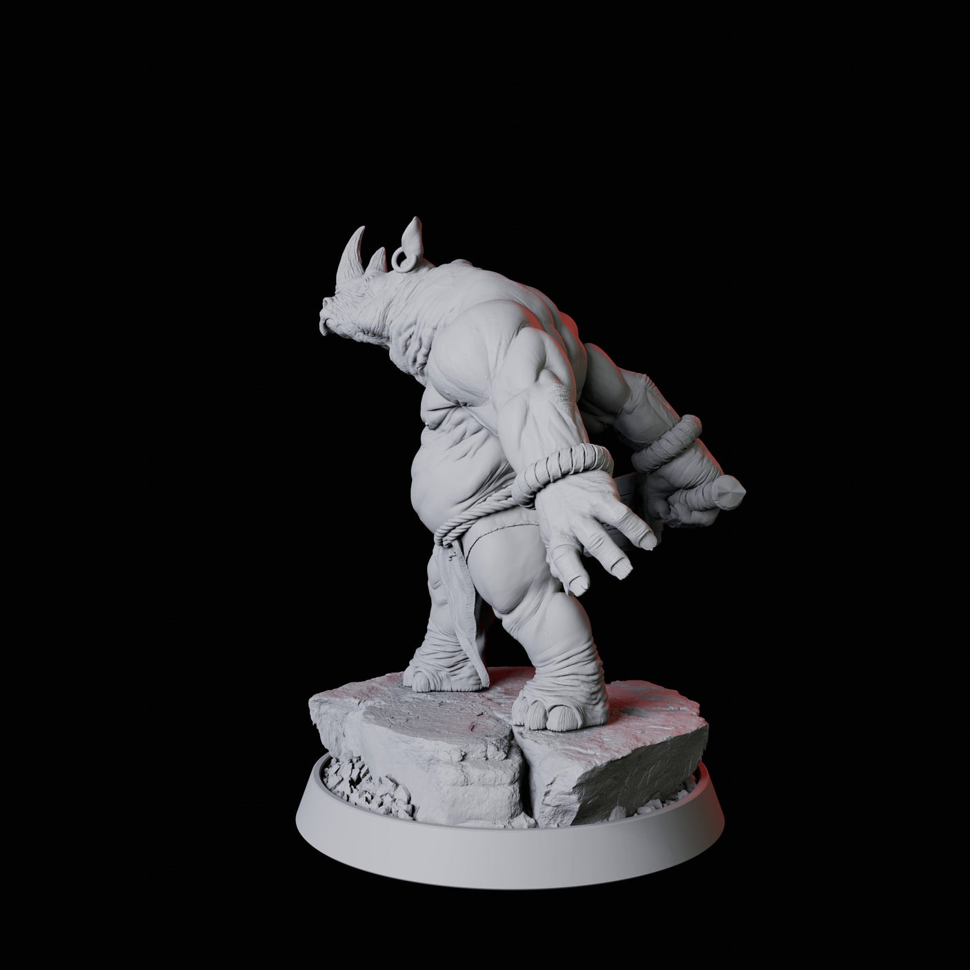 Rhino Folk Swordsman Miniature for Dungeons and Dragons, Pathfinder or other TTRPGs