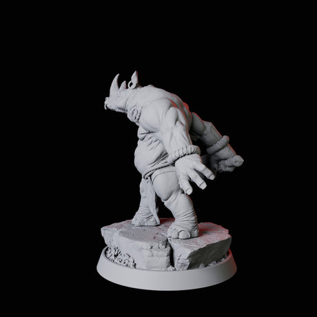 Rhino Folk Swordsman Miniature for Dungeons and Dragons, Pathfinder or other TTRPGs