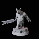Rhino Folk Swordsman Miniature for Dungeons and Dragons, Pathfinder or other TTRPGs