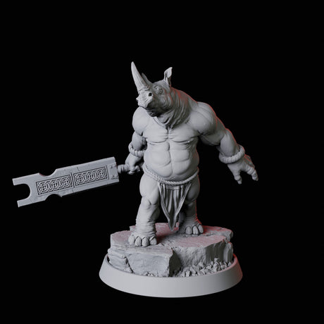 Rhino Folk Swordsman Miniature for Dungeons and Dragons, Pathfinder or other TTRPGs