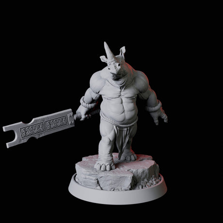 Rhino Folk Swordsman Miniature for Dungeons and Dragons, Pathfinder or other TTRPGs
