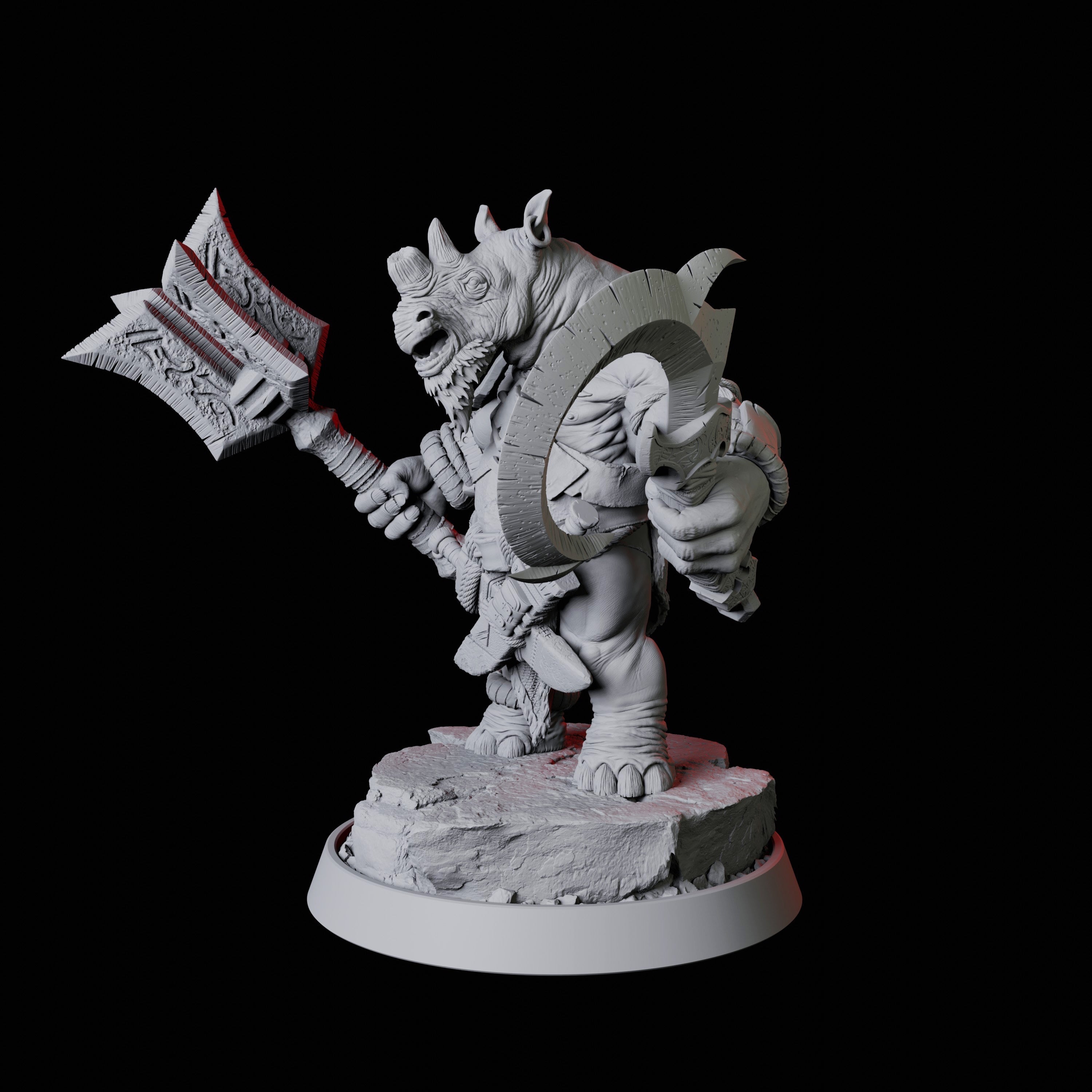 Rhino Folk Weapon Master Miniature for Dungeons and Dragons