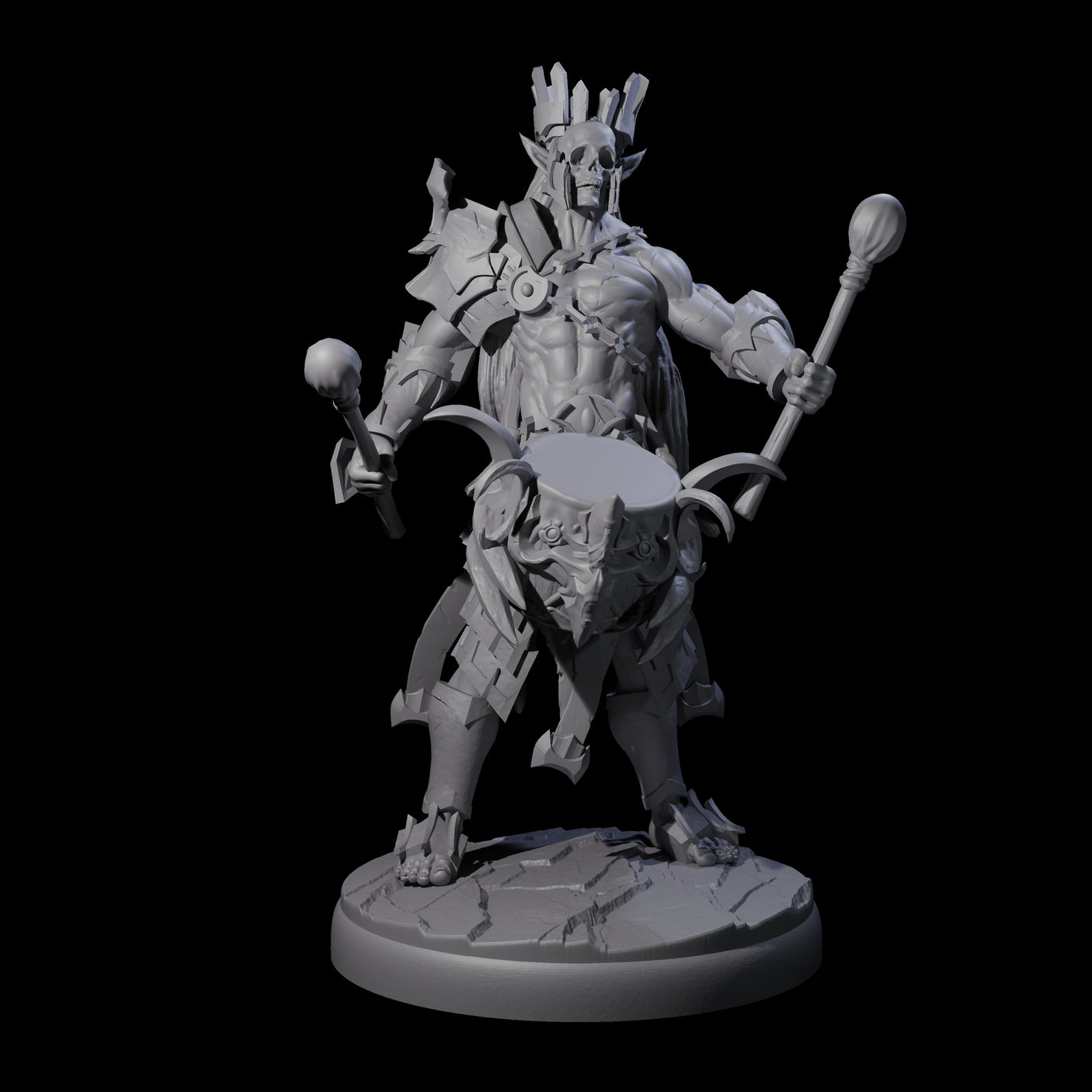 Rhythmic Dark Elf Drummer B Miniature for Dungeons and Dragons, Pathfinder or other TTRPGs