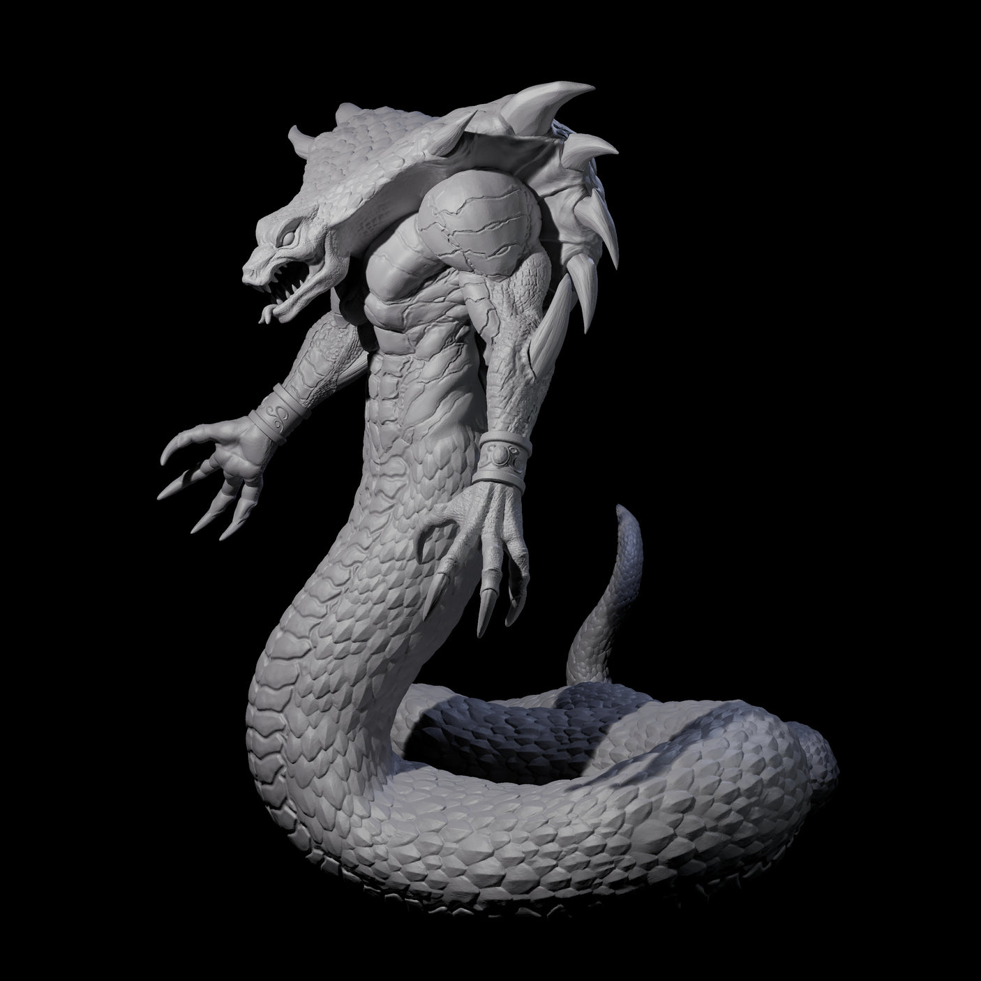 Risen Naga Lord Miniature for Dungeons and Dragons, Pathfinder or other TTRPGs