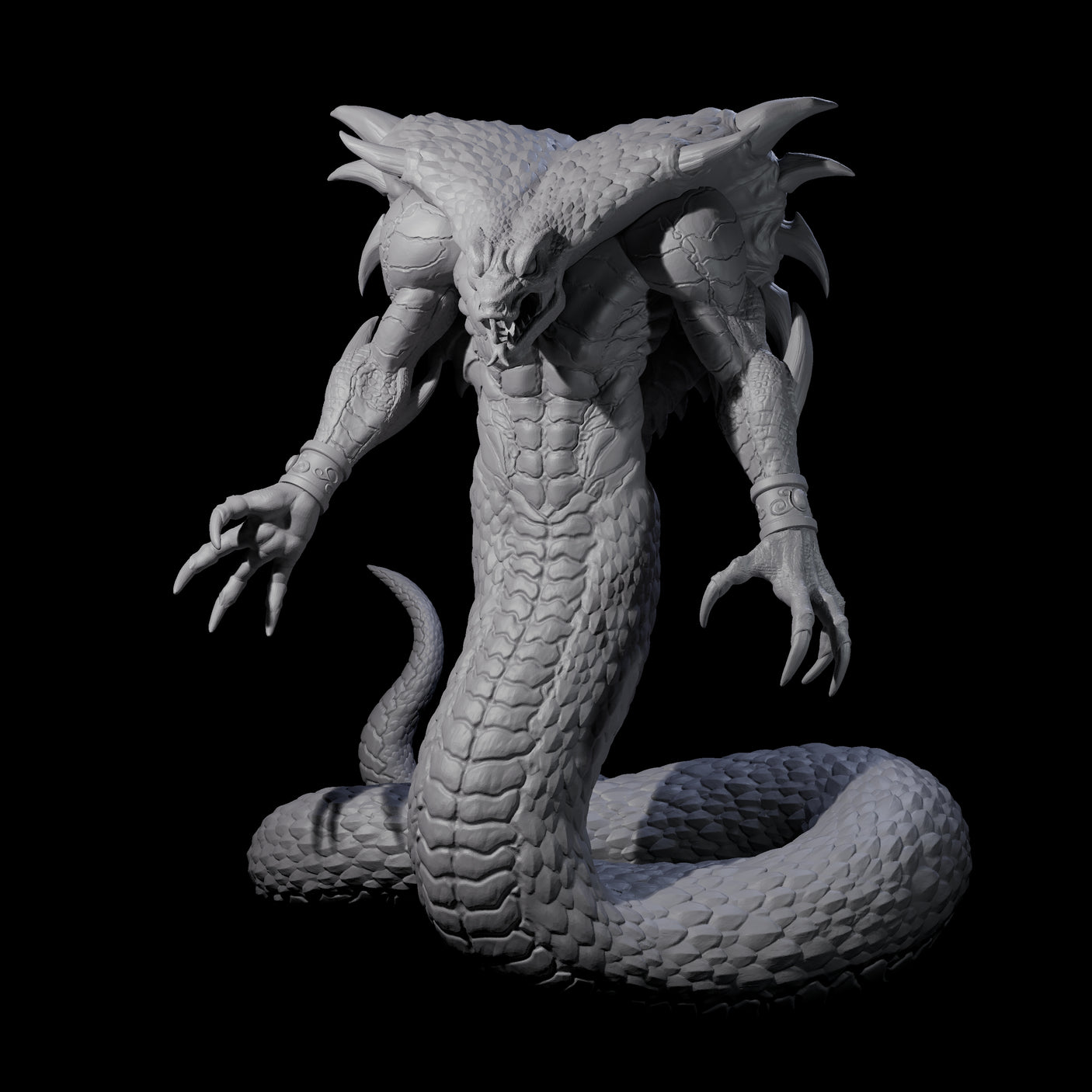 Risen Naga Lord Miniature for Dungeons and Dragons, Pathfinder or other TTRPGs