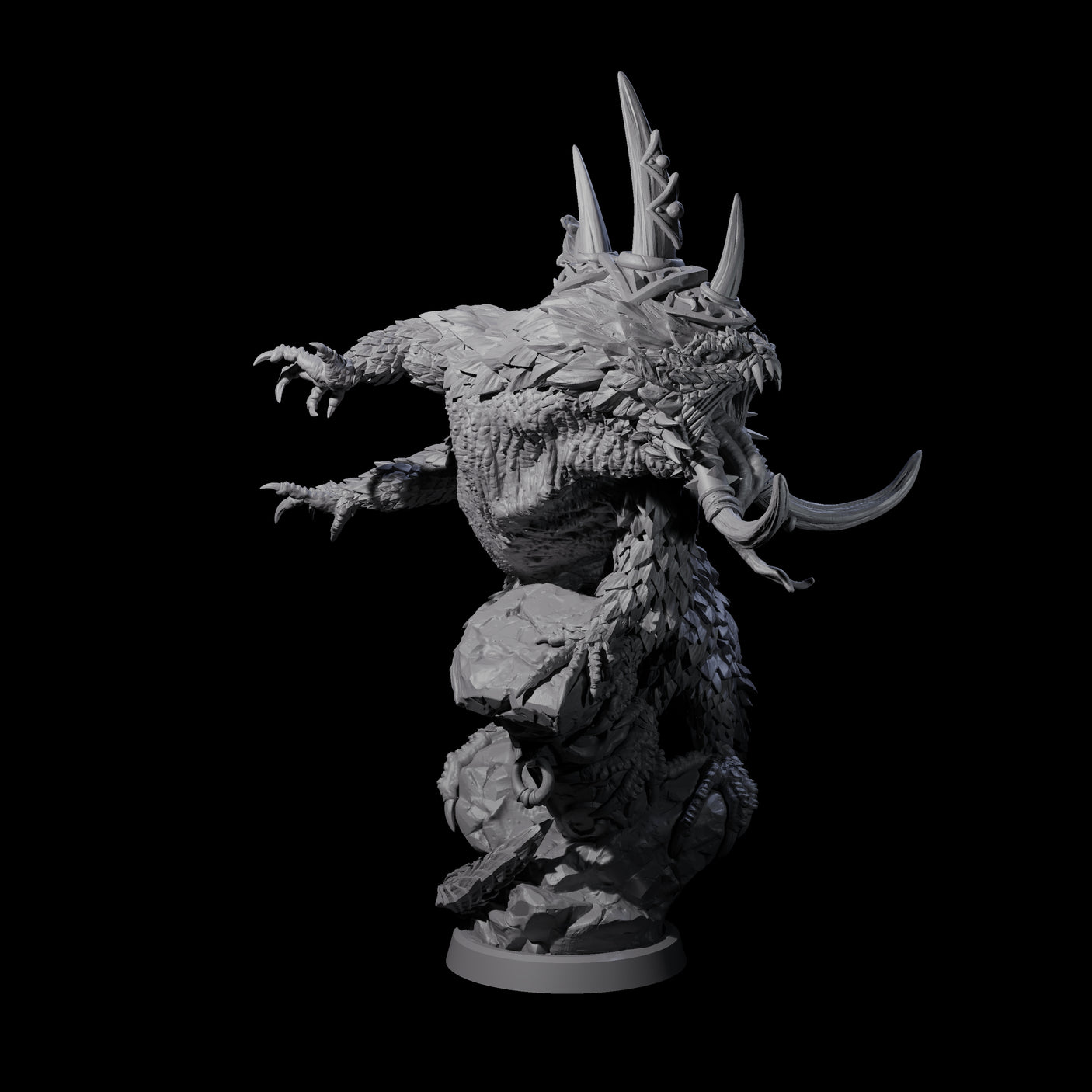 Roaring Basilisk King Miniature for Dungeons and Dragons, Pathfinder or other TTRPGs