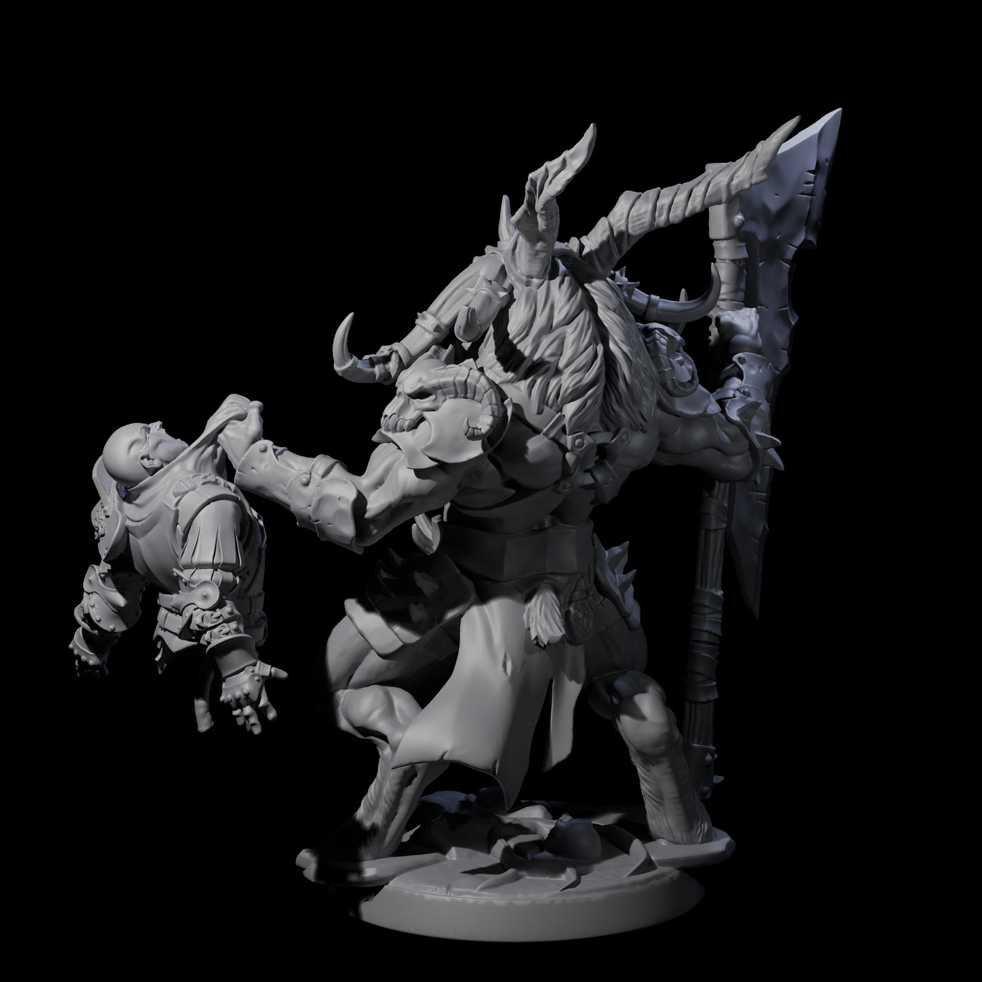 Roaring Beastman Champion Miniature for Dungeons and Dragons, Pathfinder or other TTRPGs