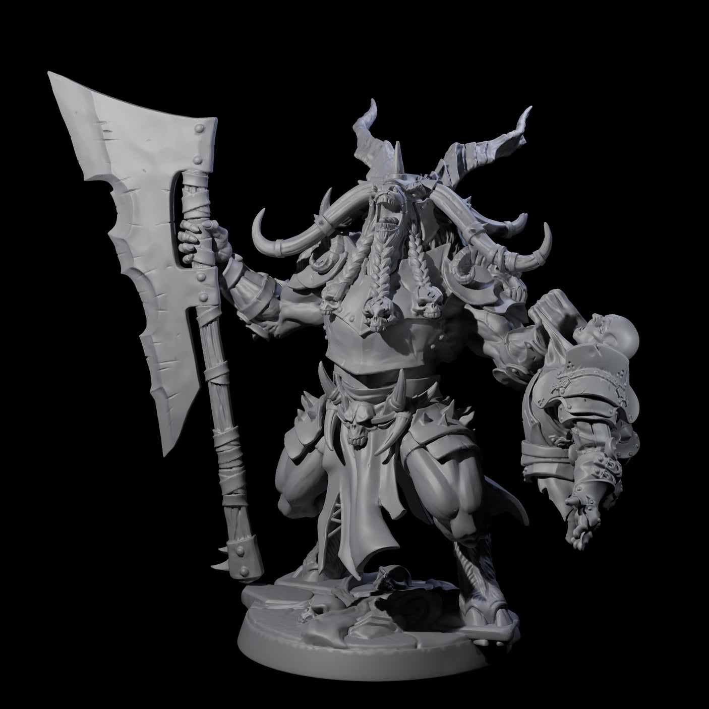 Roaring Beastman Champion Miniature for Dungeons and Dragons, Pathfinder or other TTRPGs