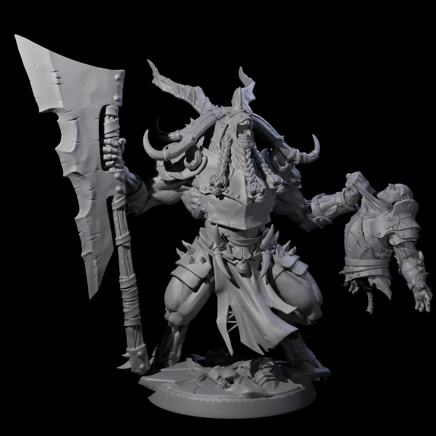 Roaring Beastman Champion Miniature for Dungeons and Dragons, Pathfinder or other TTRPGs