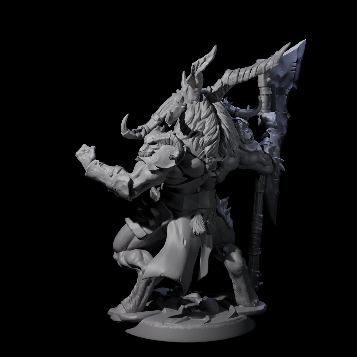 Roaring Beastman Champion Miniature for Dungeons and Dragons, Pathfinder or other TTRPGs