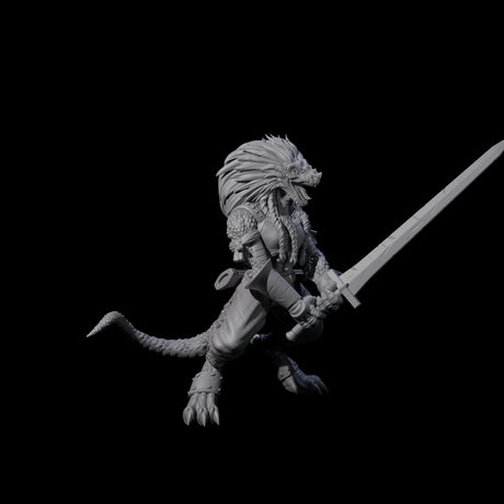 Roaring Dragonborn Female Barbarian Miniature for Dungeons and Dragons, Pathfinder or other TTRPGs