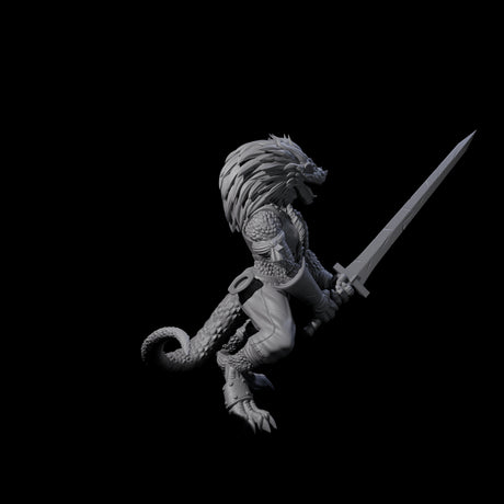 Roaring Dragonborn Female Barbarian Miniature for Dungeons and Dragons, Pathfinder or other TTRPGs